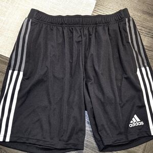 Adidas Men's Black and White Athletic Shorts